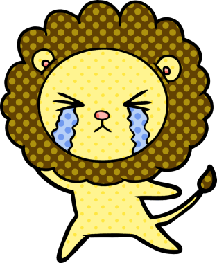 Bir insan tarafından çizilmiş ağlayan bir aslan.