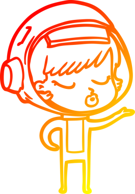 Bir insan tarafından çizilmiş güzel astronot bir kızın sıcak çizgi çizimi