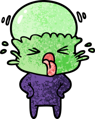 Bir insan tarafından çizilmiş garip bir uzaylı çizgi filmi.