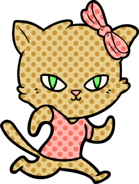 Bir insan tarafından çizilmiş şirin çizgi film kedisi.