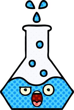 Bir insan tarafından çizilmiş bir bilim şişesi karikatürü.