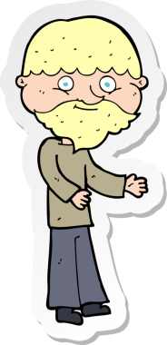 Bir insan tarafından çizilmiş mutlu sakallı bir adamın çıkartması.