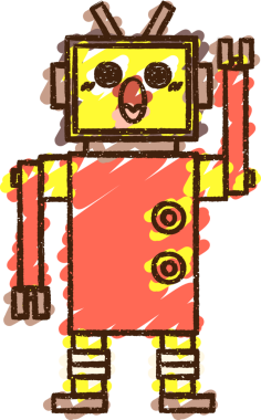 Bir insan tarafından çizilen robot tebeşiri.