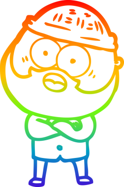 Gökkuşağı gradyan çizgi çizimi bir insan tarafından çizilmiş sakallı bir adamın