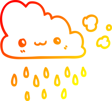 Bir insan tarafından çizilmiş bir karikatür fırtına bulutunun sıcak çizgi çizimi