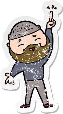 Bir insan tarafından çizilmiş mutlu sakallı bir adamın sıkıntılı çıkartması.