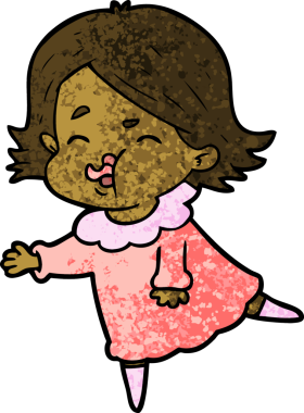 Bir insan tarafından çizilen karikatür kızı.