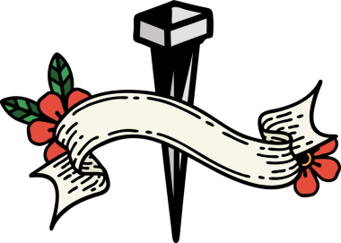 Bir insan tarafından çizilmiş demir çivi sancağıyla geleneksel dövme