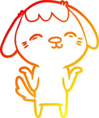 Bir insan tarafından çizilmiş mutlu çizgi film köpeğinin sıcak çizgi çizimi