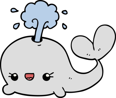 Bir insan tarafından çizilmiş şirin bir balina.