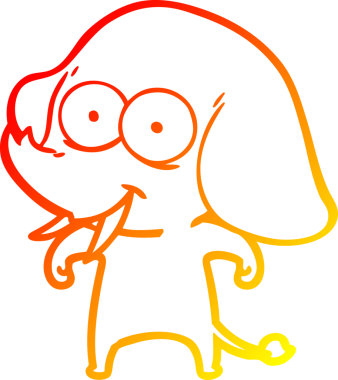 Bir insan tarafından çizilmiş mutlu bir filin sıcak çizgi çizimi