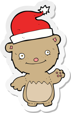 Bir insan tarafından çizilmiş bir karikatür Noel oyuncak ayısının çıkartması.