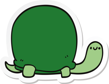 Bir insan tarafından çizilmiş şirin bir kaplumbağanın çıkartması.