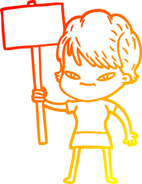 Bir insan tarafından çizilmiş mutlu bir kadının çizgi çizimi.