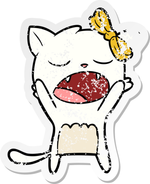 Bir insan tarafından miyavlanan çizgi film kedisinin sıkıntılı çıkartması.