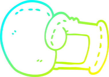 Bir insanın çizdiği çizgi film boks eldiveninin soğuk gradyan çizgisi.