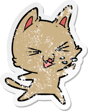 Bir insan tarafından çizilmiş bir çizgi film kedisinin sıkıntılı çıkartması.