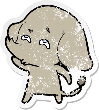 Bir insan tarafından çizilmiş karikatür filinin sıkıntılı çıkartması