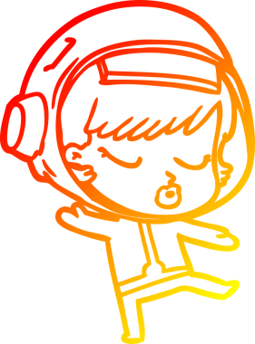 Bir insan tarafından çizilmiş güzel astronot kız çizgi film çizimi.