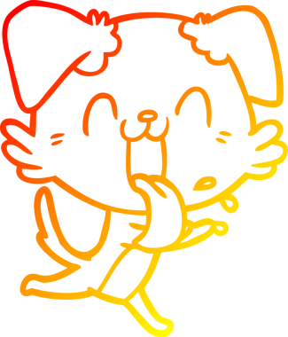 Bir insan tarafından çizilmiş, nefes nefese bir köpeğin sıcak çizgi çizimi.