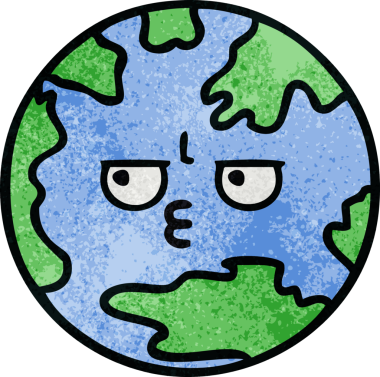 Bir insan tarafından çizilmiş bir gezegenin retro grunge doku karikatürü.