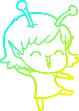 Soğuk gradyan çizgisi, bir insan tarafından çizilmiş gülen uzaylı bir kızın çizimi.