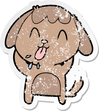 Bir insan tarafından çizilmiş şirin bir köpeğin sıkıntılı çıkartması.