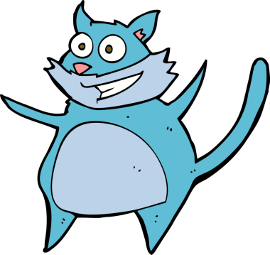 Bir insan tarafından çizilmiş komik çizgi film kedisi.