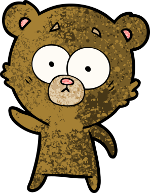 Bir insan tarafından çizilmiş endişeli ayı karikatürü.