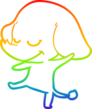 Bir insan tarafından çizilmiş gülümseyen bir filin çizgi çizimi.