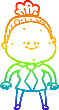 Gökkuşağı gradyan çizgi çizimi Bir insan tarafından çizilmiş mutlu yaşlı kadın