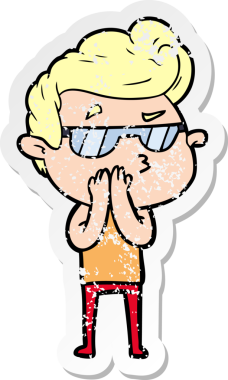 Bir insan tarafından çizilmiş havalı bir adamın sıkıntılı çıkartması.