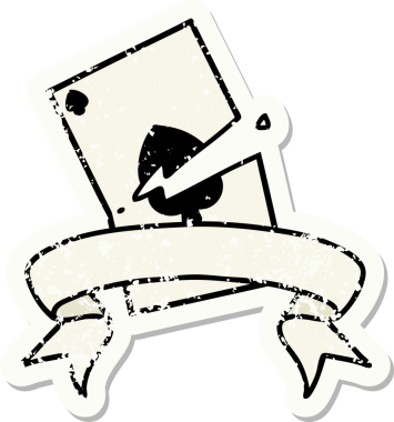 Bir insan tarafından çizilmiş yırtık bir kartın pankartı olan eski bir etiket.