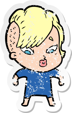 Bir insan tarafından çizilmiş üzgün bir karikatür çıkartması.