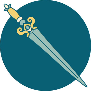 Bir insan tarafından çizilmiş bir hançerin ikonik dövme şekli