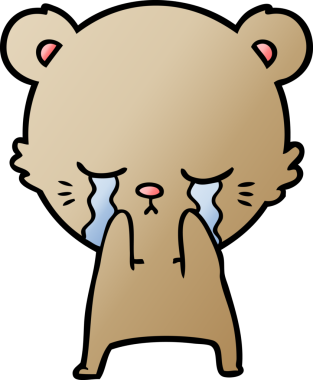 Bir insan tarafından çizilmiş ağlayan çizgi film ayısı.