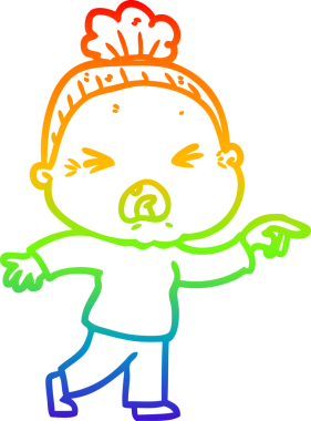 Bir insan tarafından çizilmiş kızgın yaşlı bir kadının çizimi.