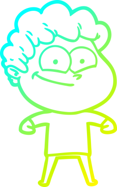 Bir insan tarafından çizilmiş mutlu bir adamın soğuk çizgi çizimi.