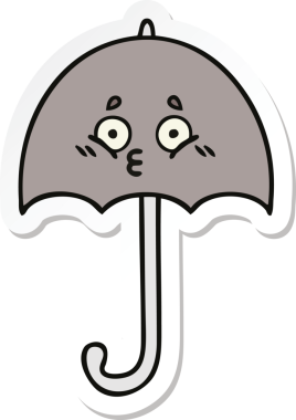 Bir insan tarafından çizilmiş şirin bir şemsiye çıkartması.