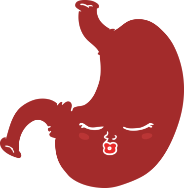 Bir insan tarafından çizilmiş düz renkli çizgi film midesi