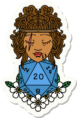 Bir insan tarafından çizilmiş 20 zarlı bir insan barbarının çıkartması.