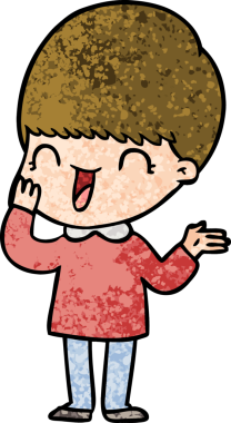 Bir insan tarafından çizilmiş mutlu çizgi film çocuğu.