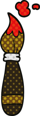 Bir insan tarafından çizilmiş çizgi roman tarzı boya fırçası.