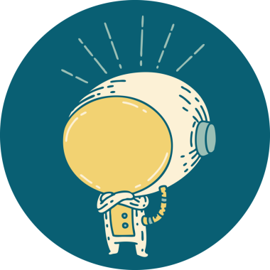 Bir insan tarafından çizilmiş dövme stili astronotun simgesi