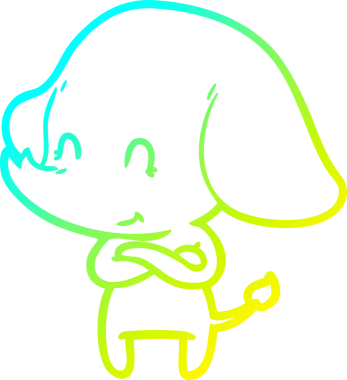 Bir insan tarafından çizilmiş şirin bir filin soğuk gradyan çizgisi