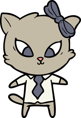 Bir insan tarafından çizilmiş çizgi film kedisi.