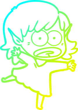 Bir çizgi film karakteri çizimi bir insan tarafından çizilmiş bir elf kızı şok etti.