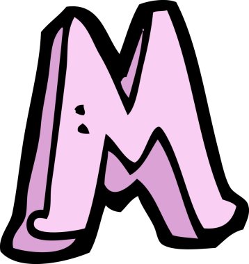 Bir insan tarafından çizilmiş M harfi.