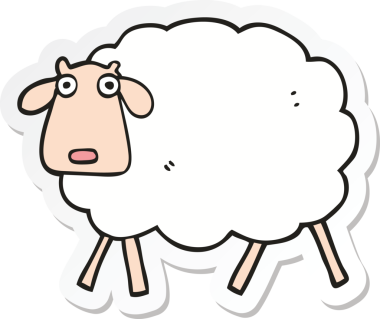 Bir insan tarafından çizilmiş bir koyunun çıkartması.