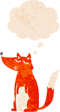 Düşünce baloncuğu ve grunge ile çizgi film kurdu bir insan tarafından çizilmiş tedirgin retro tarzı